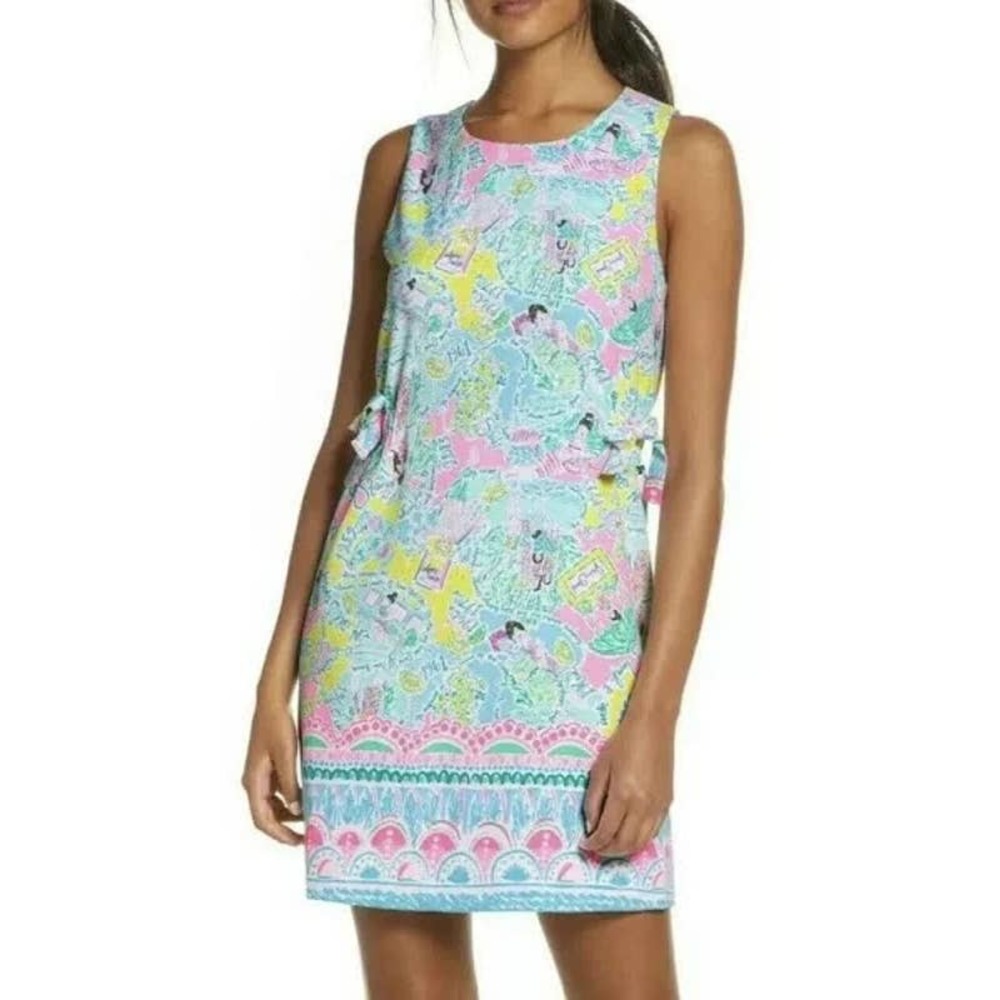 (70% OFF) NWT Lilly Pulitzer Marli Pastel Multi Color Stretch Shift Dress $275